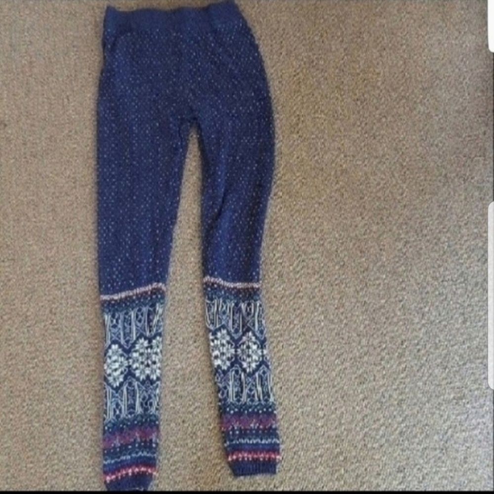 So Blue White Winter Pattern Sweater Leggings